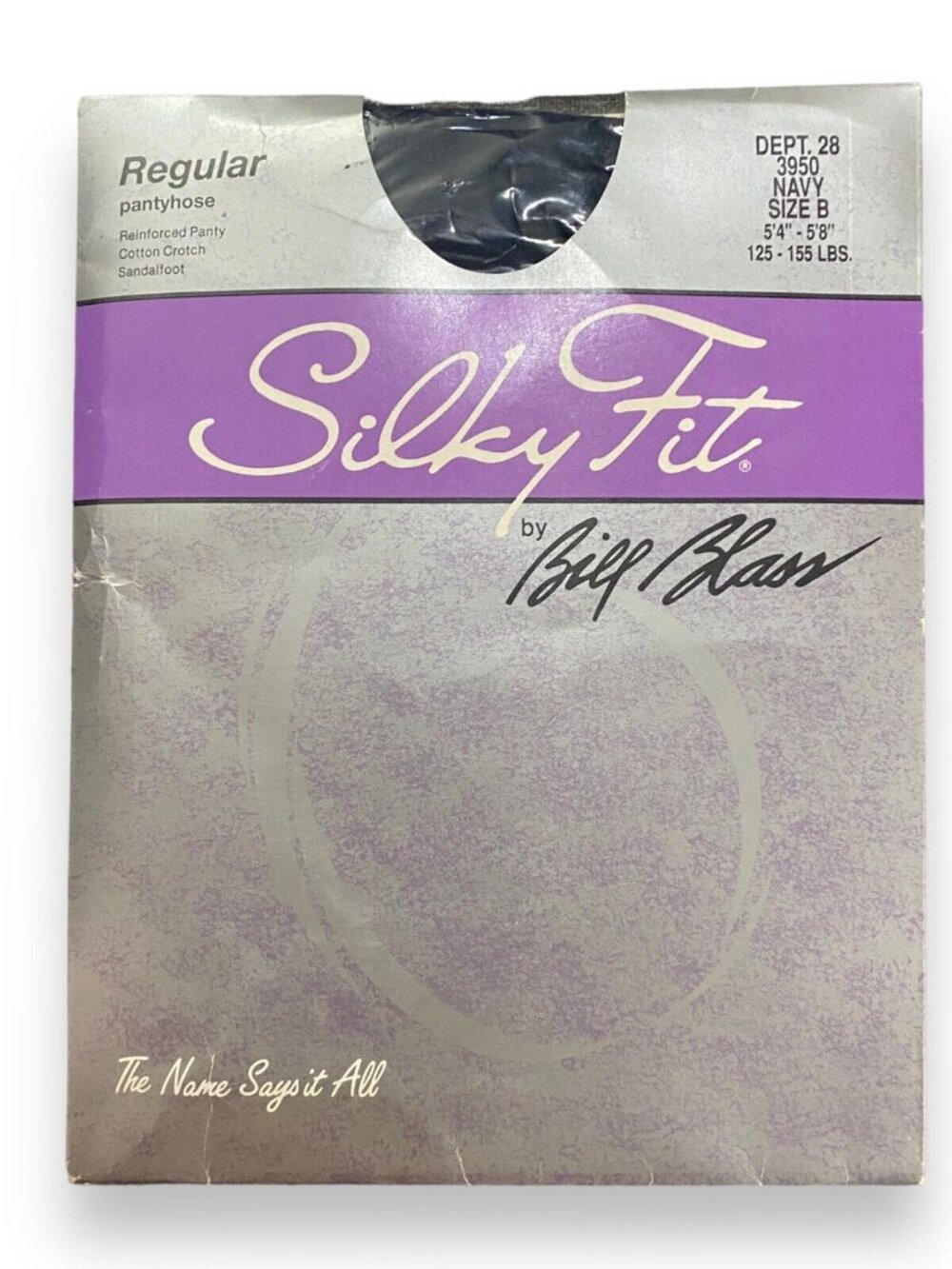 Vintage Silky Fit Pantyhose Bill Blass Size B 5’4” - 5’8” 125-155 Lbs Navy